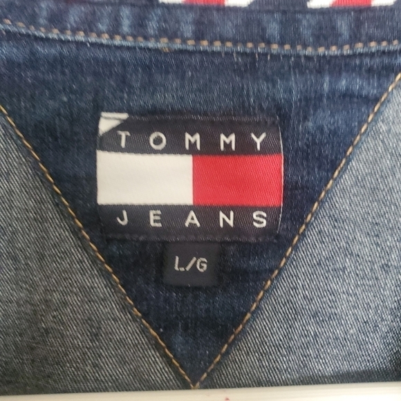 Tommy Hilfiger Dress Vtg Y2k 90's Denim Red Wht Blu Patriotic July 4th Women (L) - Picture 10 of 11